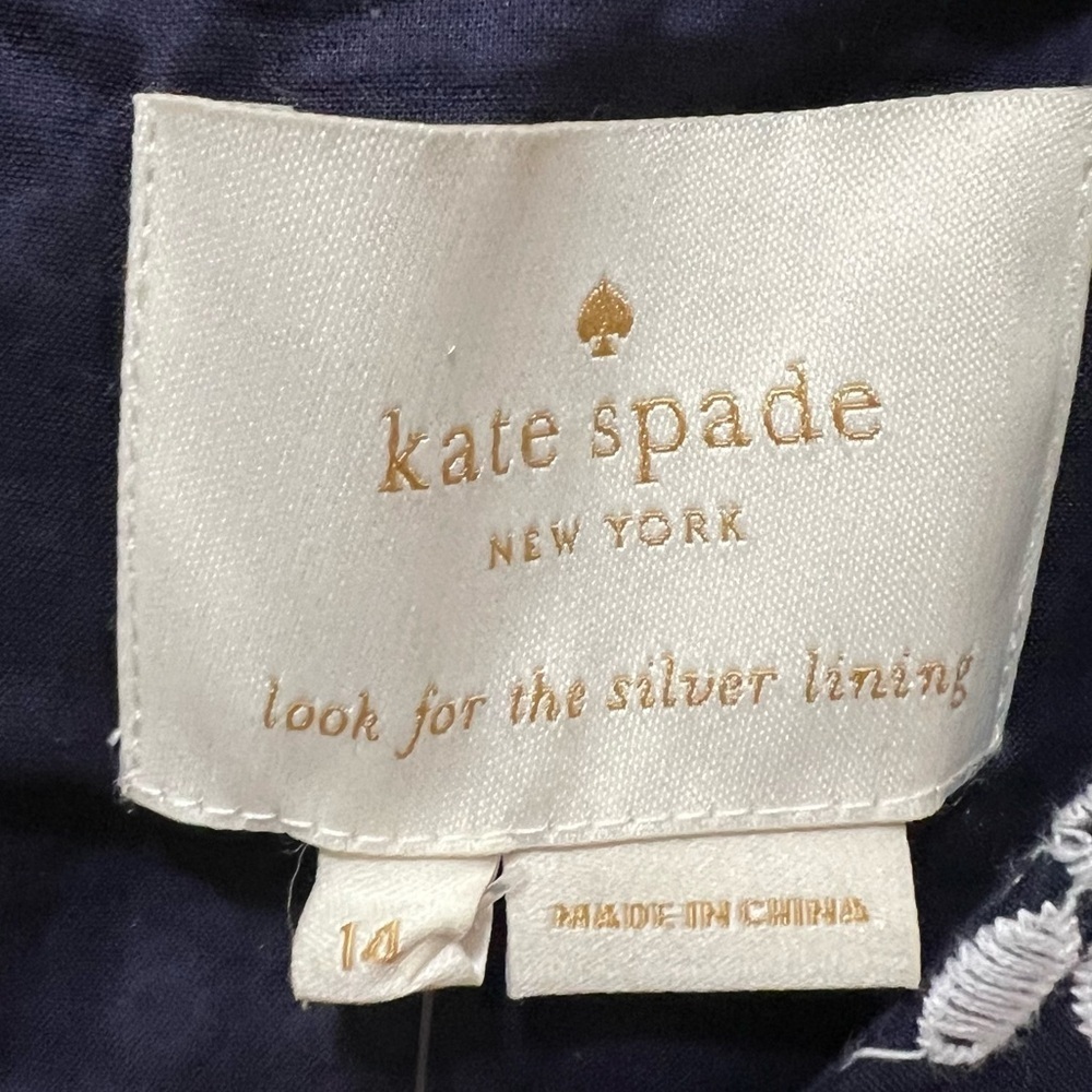 Kate Spade Shore Thing Eyelet Wrap Dress navy & white ruffles 14 NWT - Picture 6 of 11